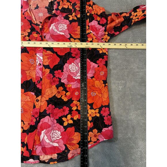 Johnny Was Workshop Silk Floral Embroidered Becca Button-Up Blouse XL - Picture 9 of 10